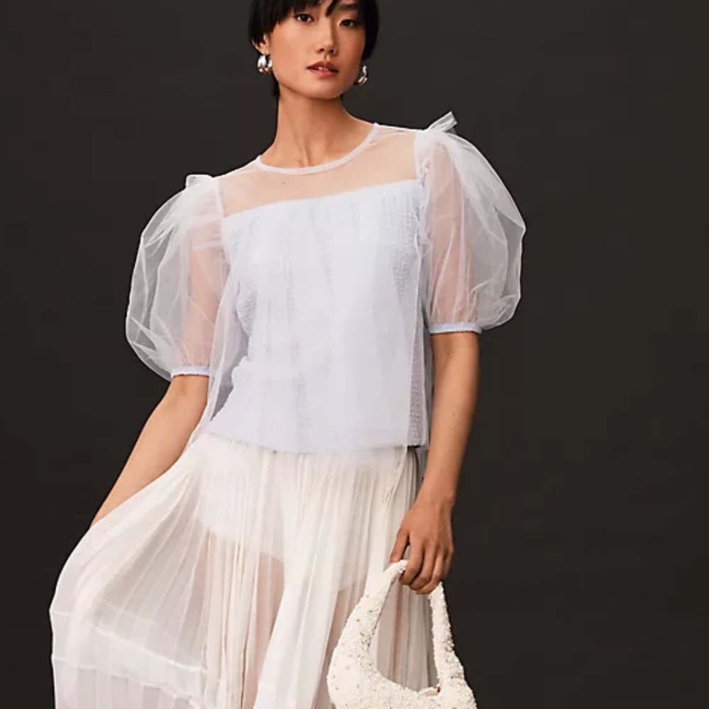 anthropologie Light Blue Sheer Blouse a new